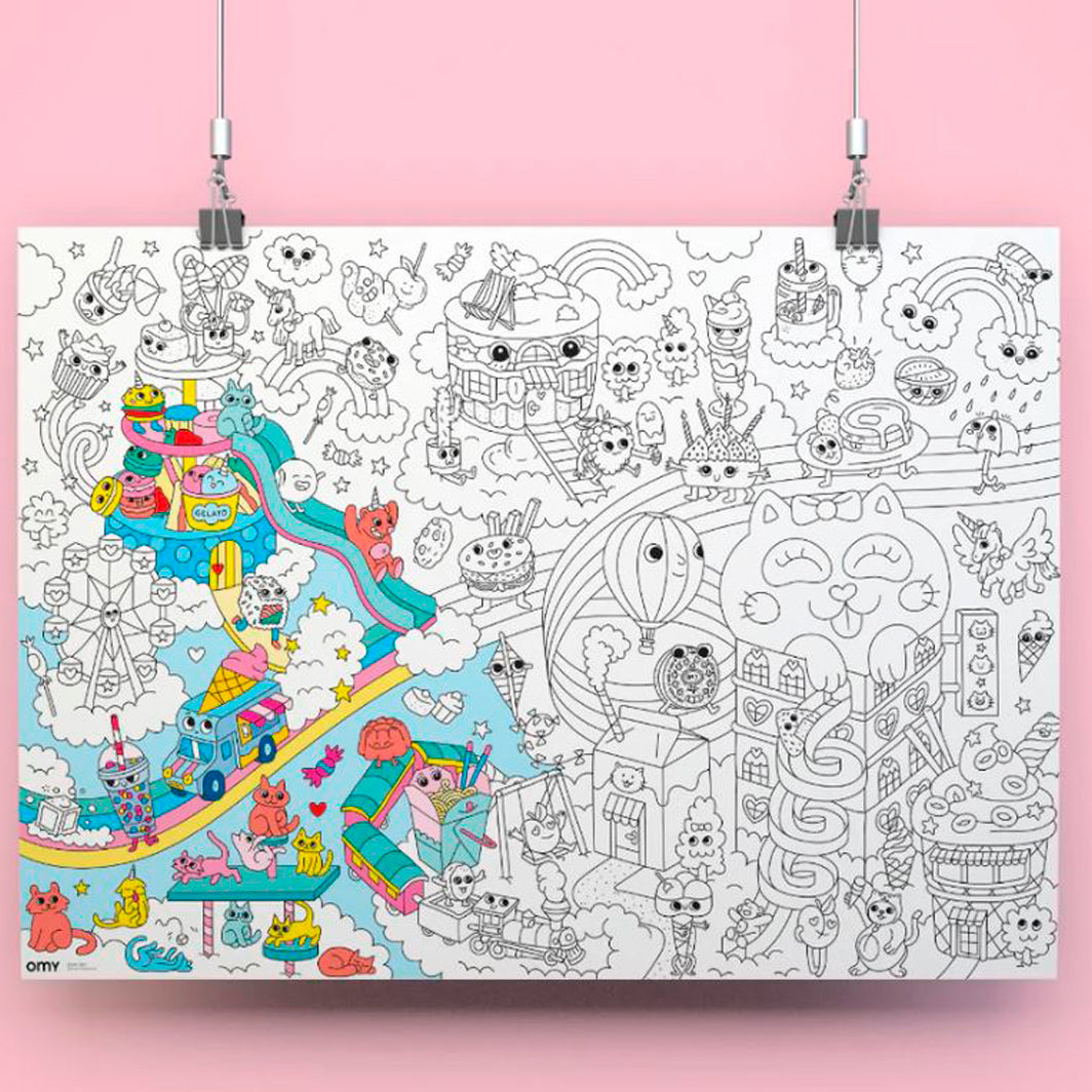 Omy stor plakat til fargelegging, Kawaii
