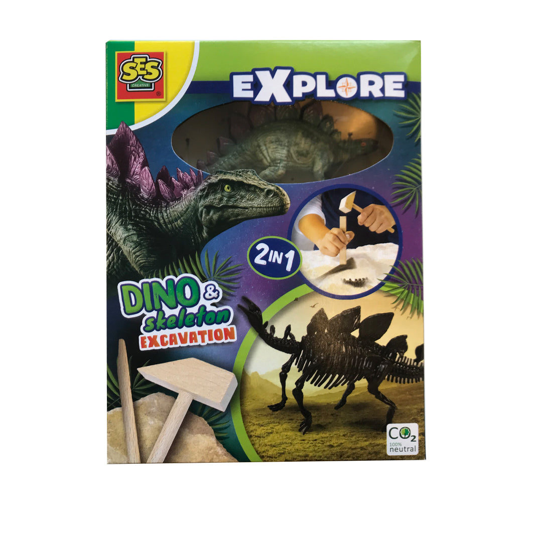 SES Creative, Explore, Udhug - Stegosaurus og skelet legetøj.