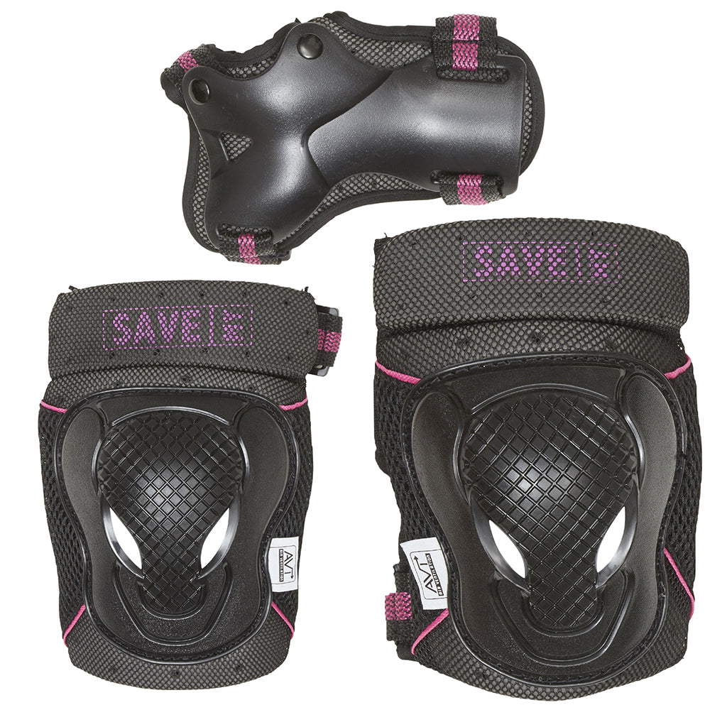 Save My Bones beskyttelsesudstyr til rulleskøjte i pink, str XS-M