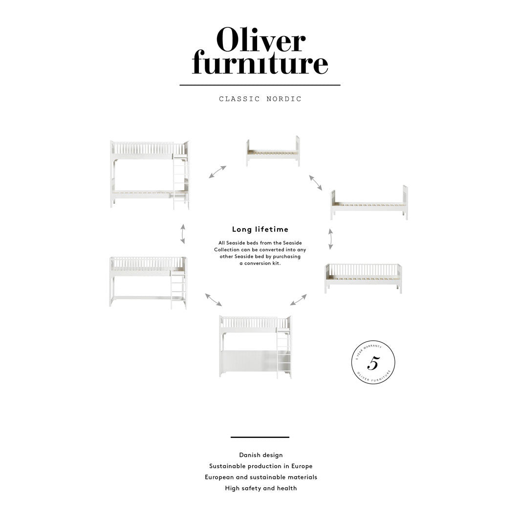 Oliver Furniture Seaside lav højseng ombygningsmuligheder