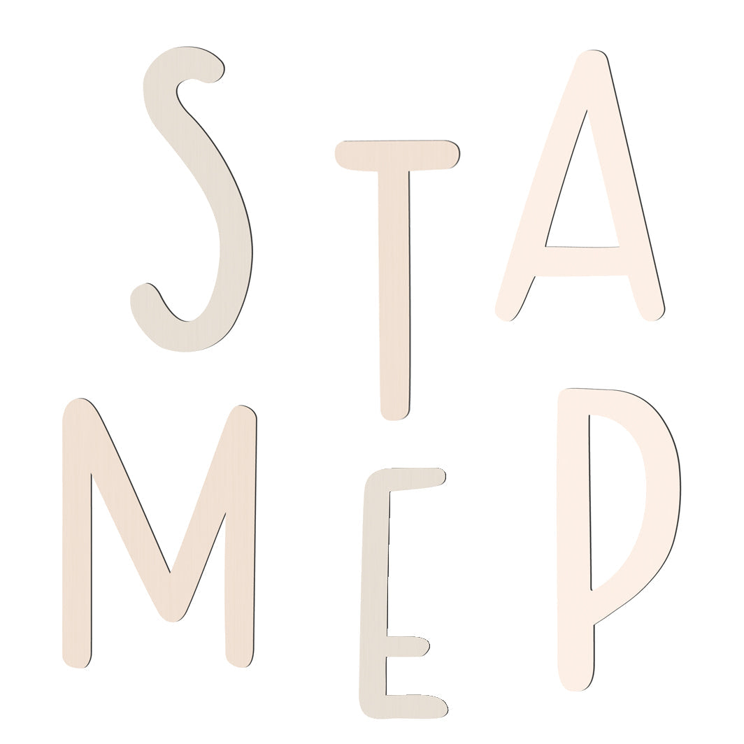 Sebra bokstaver i tre, A - Å - Birchbark beige