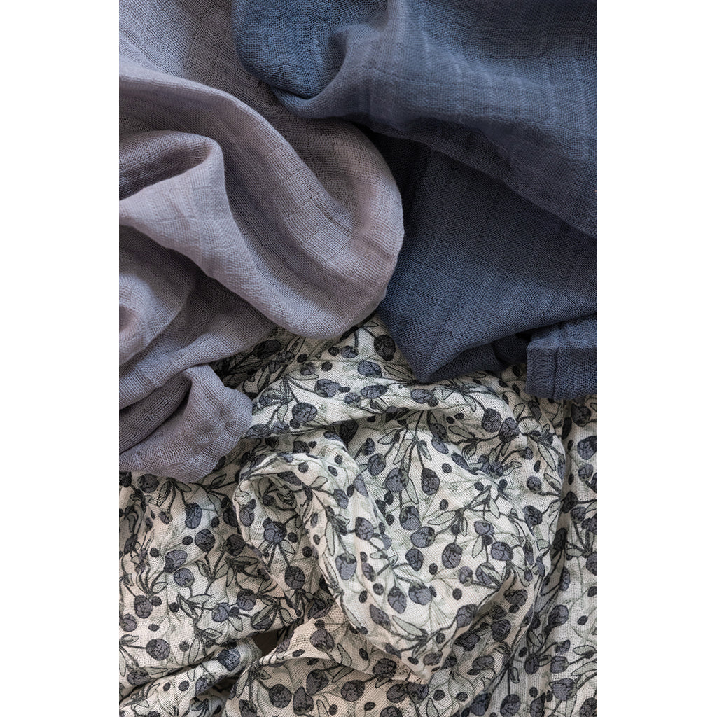 Sebra tøybleier, 3 stk. - Blue olive, Forest lake blue