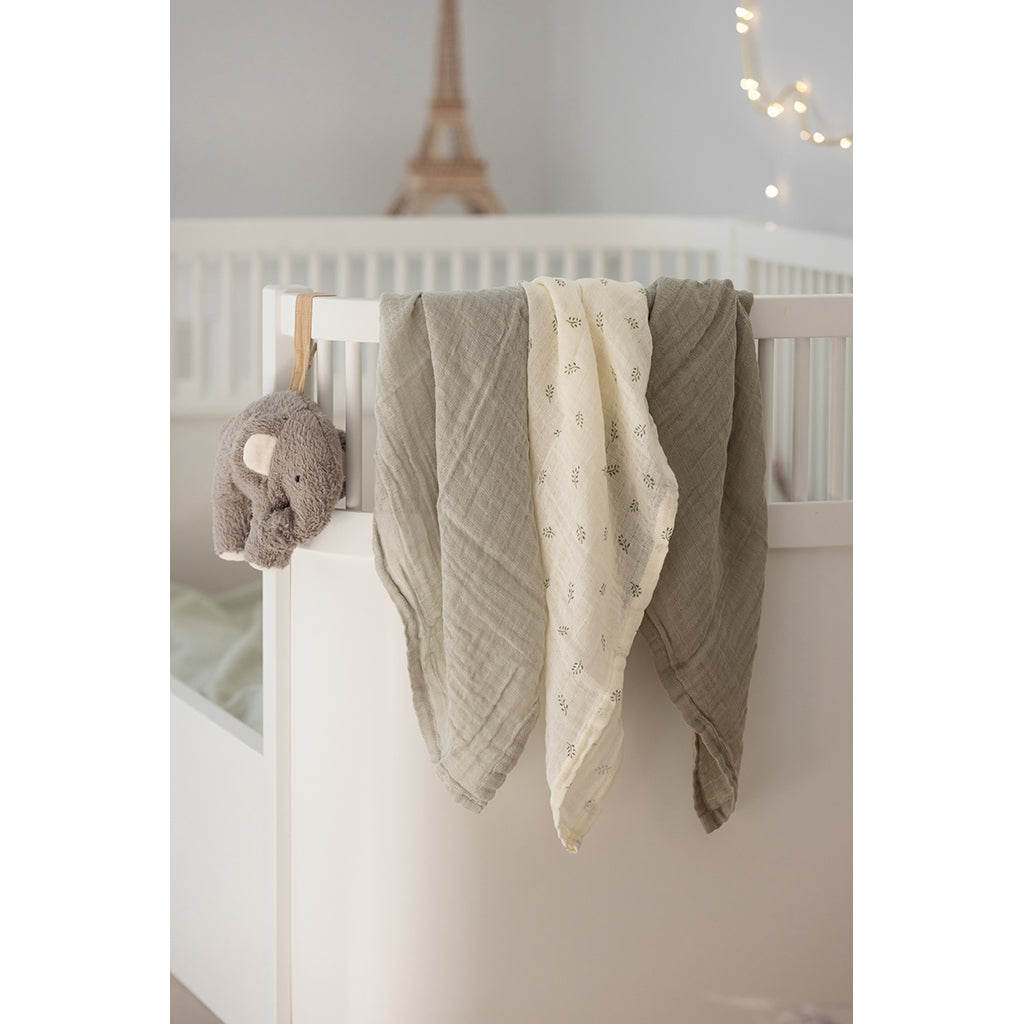 Sebra Tøybleier, 3 stk. - Sophora leaves, Mist green