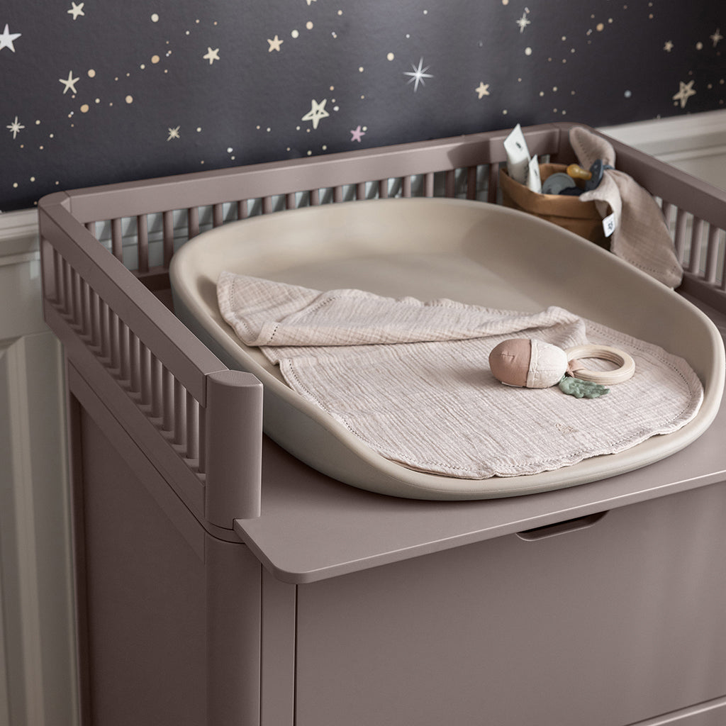 Sebra stellebord i tre, 2-i-1 design med skuffer - Jetty beige