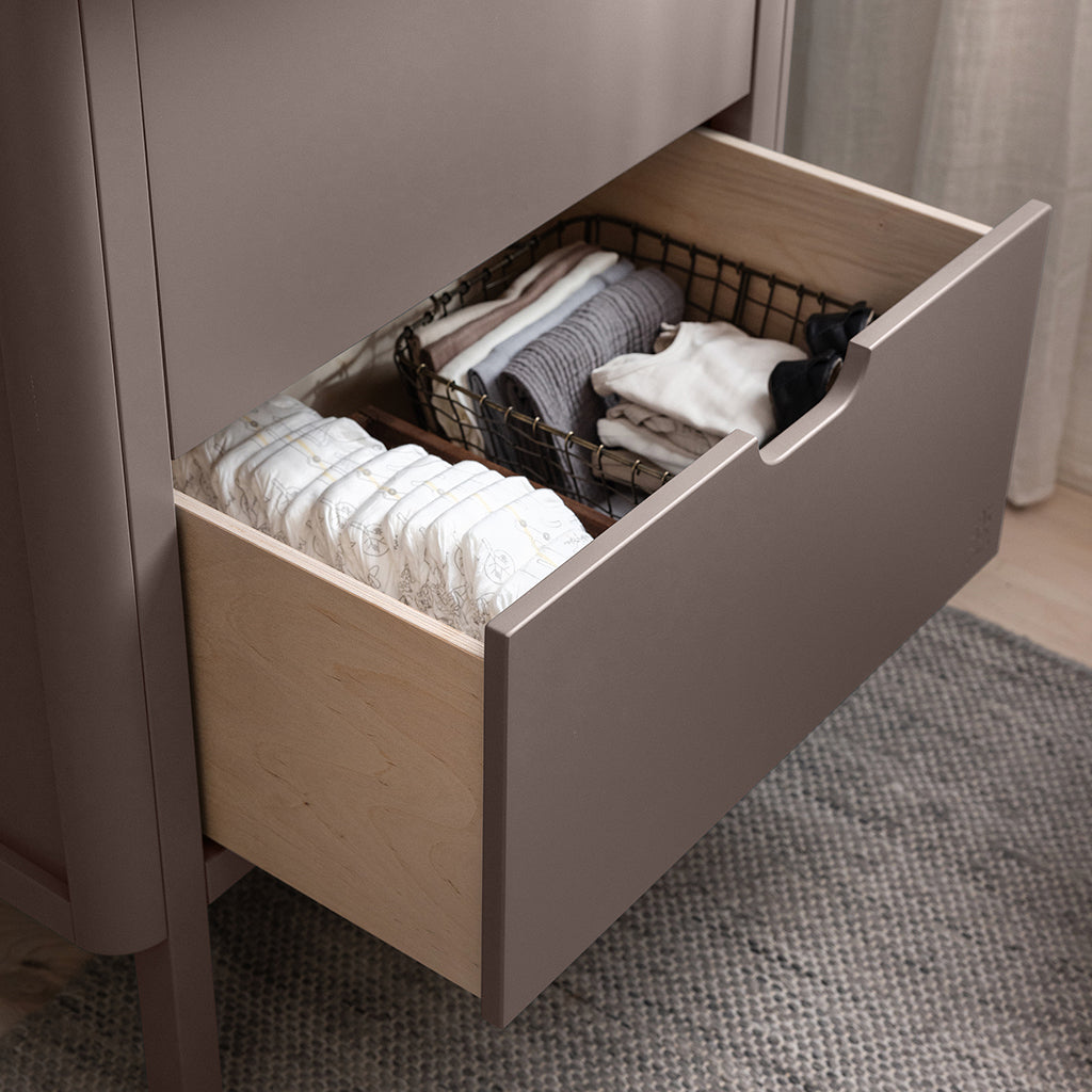 Sebra stellebord i tre, 2-i-1 design med skuffer - Jetty beige