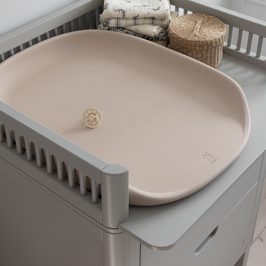 Sebra stellebord i tre, 2-i-1 design m. skuffer - Stone