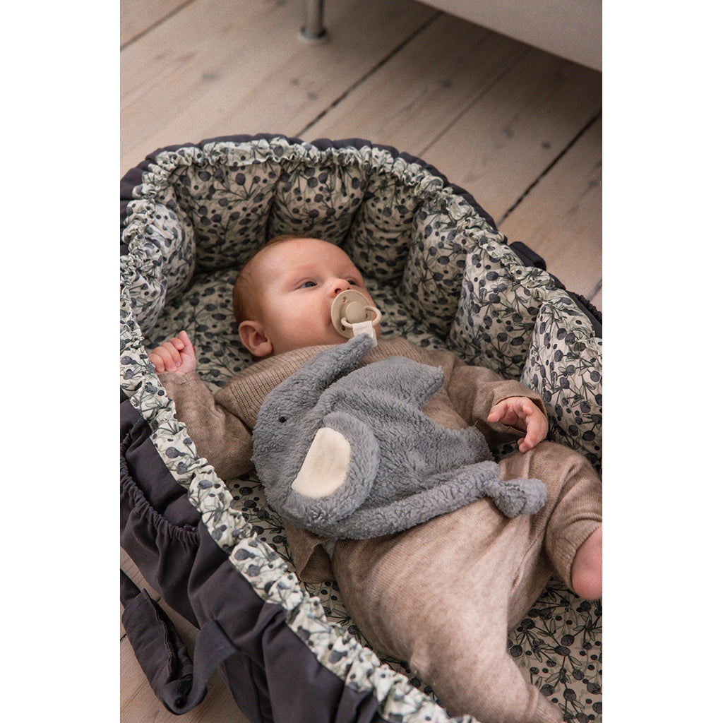 Sebra koseklut og smokkholder – Lyseblå elefant