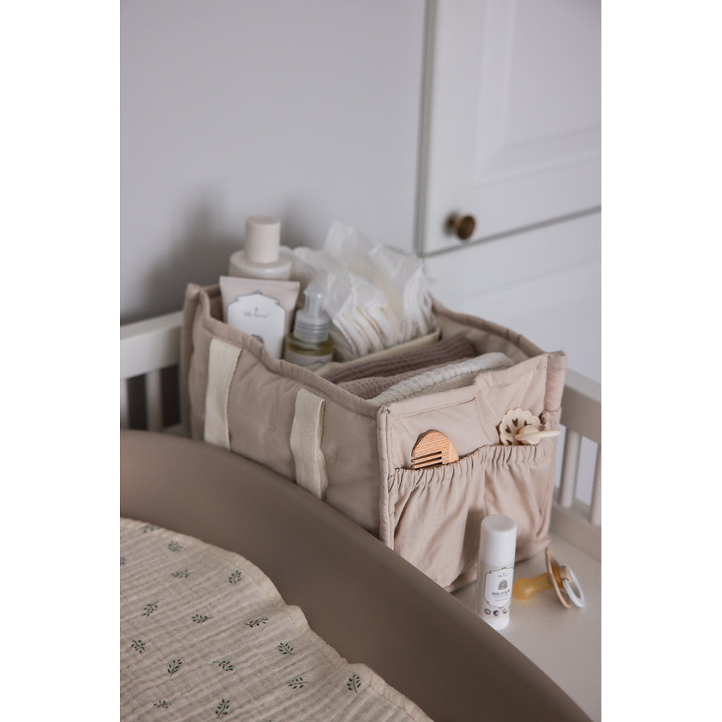 Sebra pusleoppbevaringskurv i stoff med håndtak, Morning beige