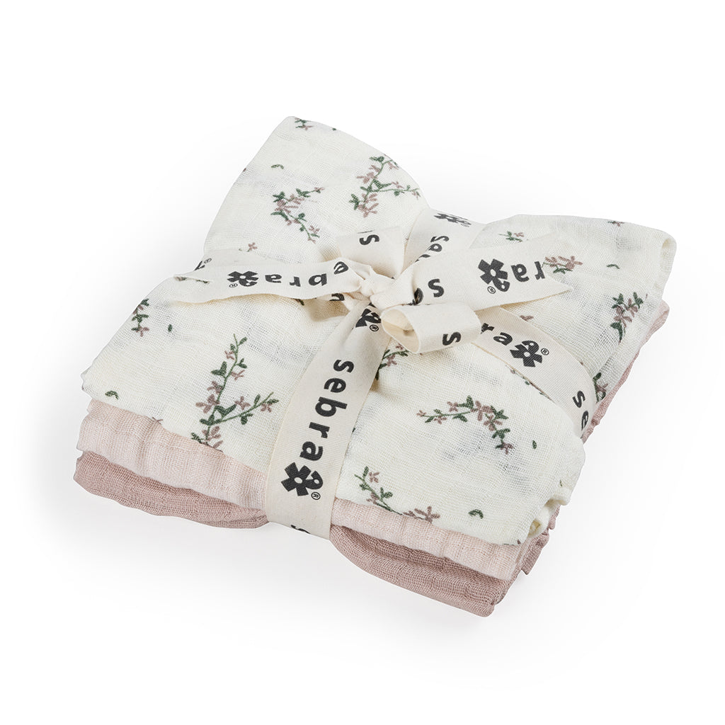 Sebra Stofbleer, 3 stk. - Powder blossom, rose