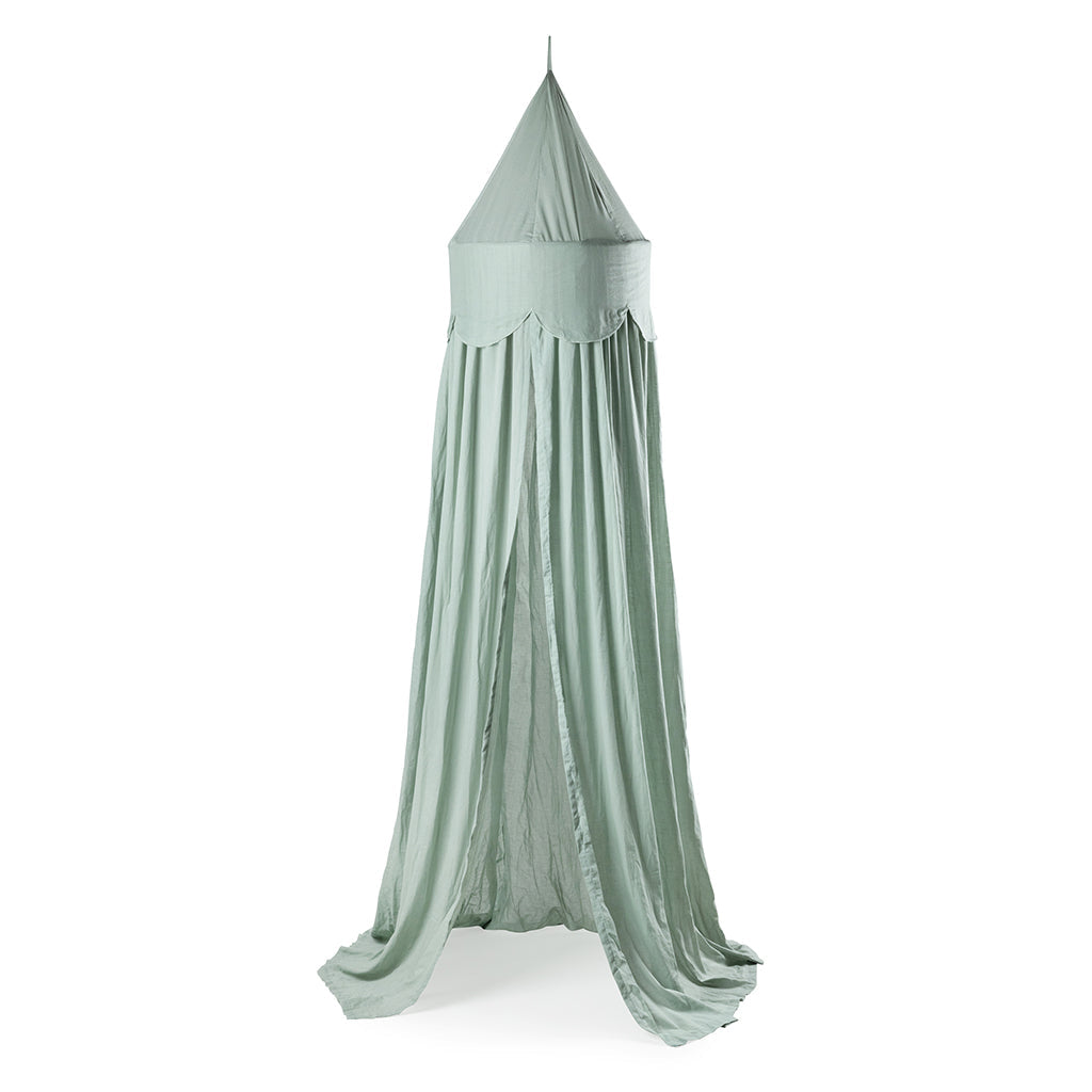 Sebra sengehimmel Cloud Dusty green, produktbillede af smukt tekstil