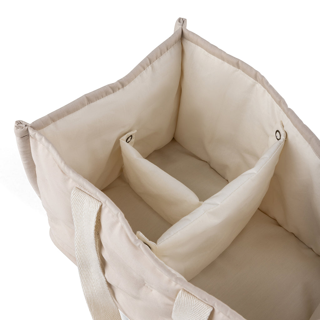 Sebra pusleoppbevaringskurv i stoff med håndtak, Morning beige