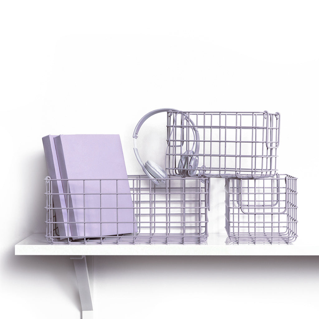 Mustard Made Baskets, sett med 3 trådkurver - Lilac