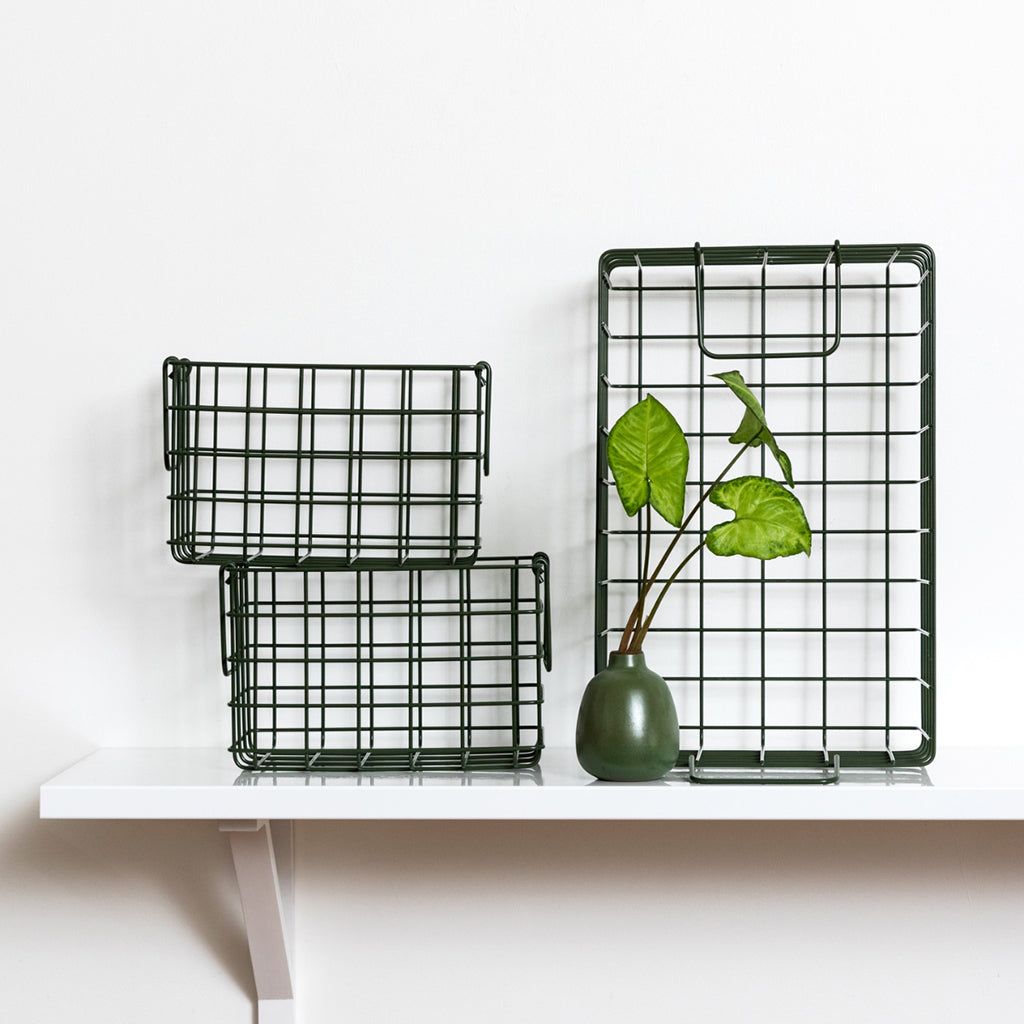 Mustard Made Baskets, sett med 3 trådkurver - Olive