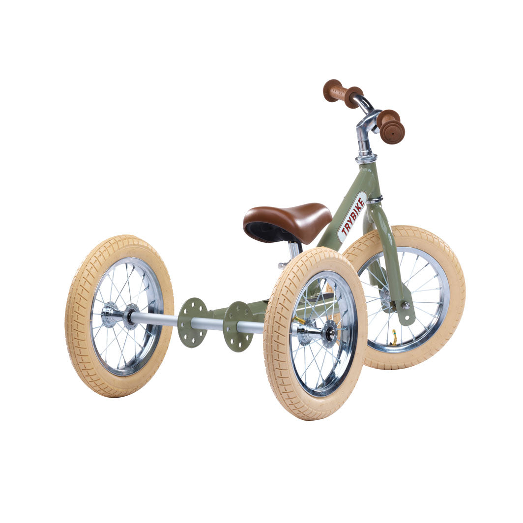 Trybike trehjult løpesykkel, vintage green m. retro look (matte felger)
