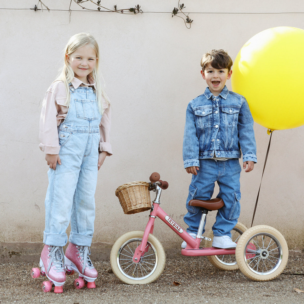 Trybike trehjult løpesykkel, vintage pink m. retro look
