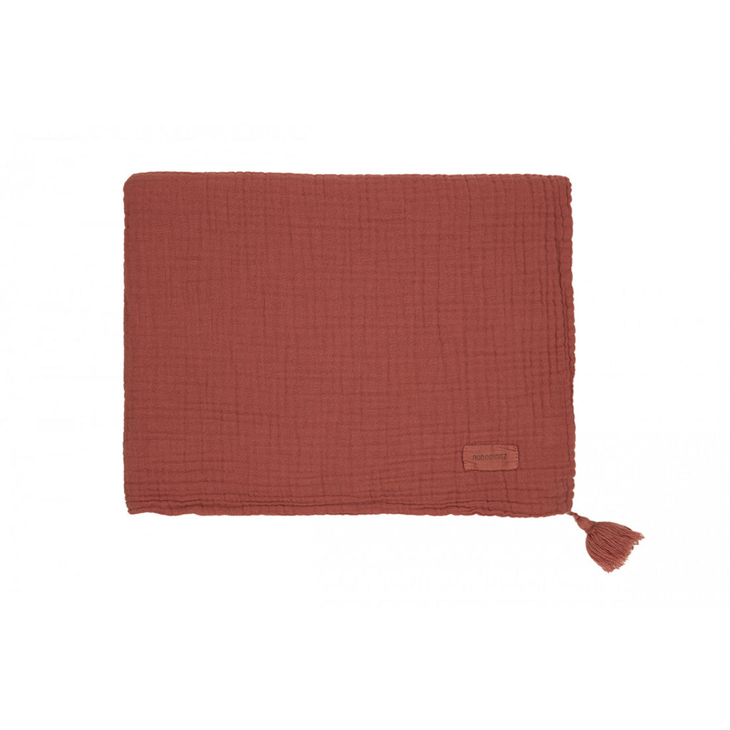 Nobodinoz babytæppe, Wabi Sabi double muslin, 65 x 100 cm - Rosewood
