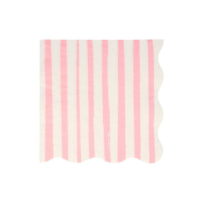 Meri Meri servietter str. L, Pink stripe - 16 stk.