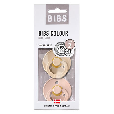 Bibs 2-pk, smokker i naturgummi, str. 2 - vanilla/blush