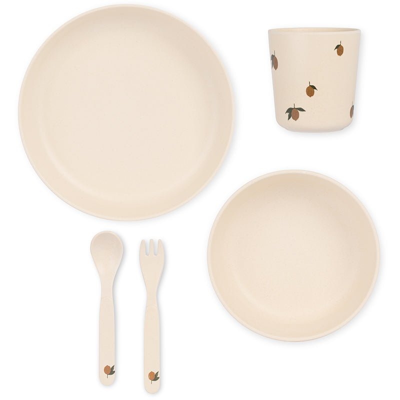 Konges Sløjd Barneservise i bambusmelamin, 5 deler - Lemon