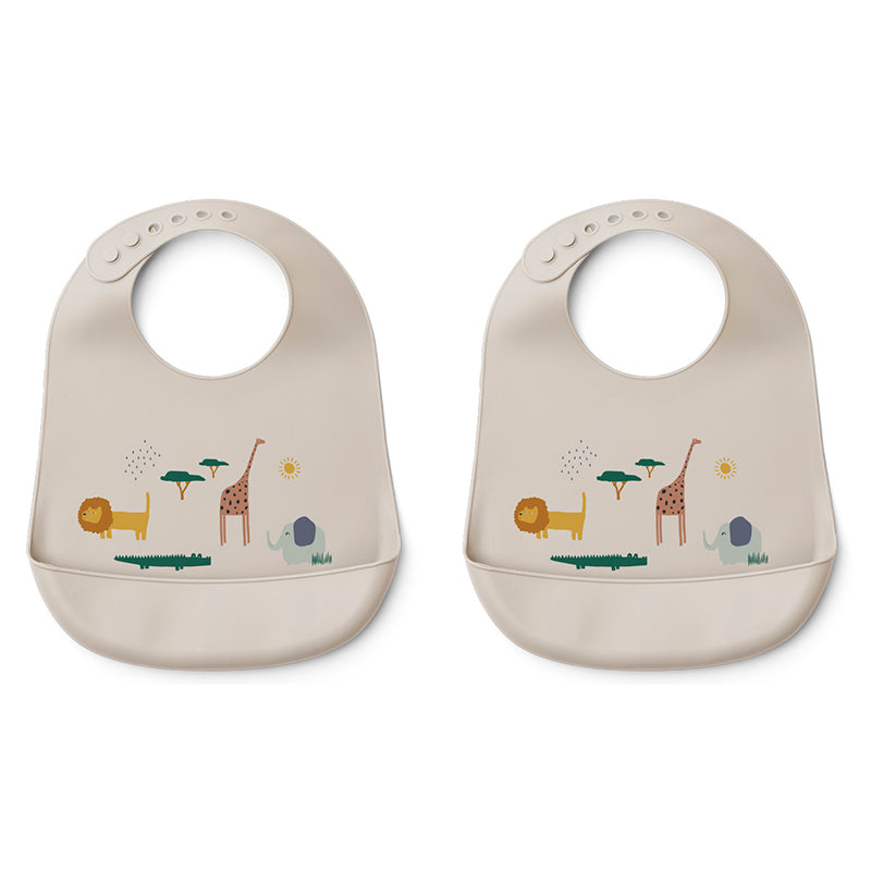 Liewood 2-pak smekke i silikon m. lomme, Tilda - Safari sandy mix