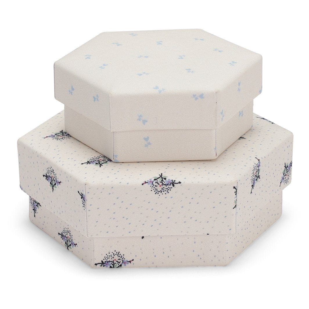 Konges sløjd oppbevaringsesker sett. m 2 stk. - Flower bouquet/petit bisou blue