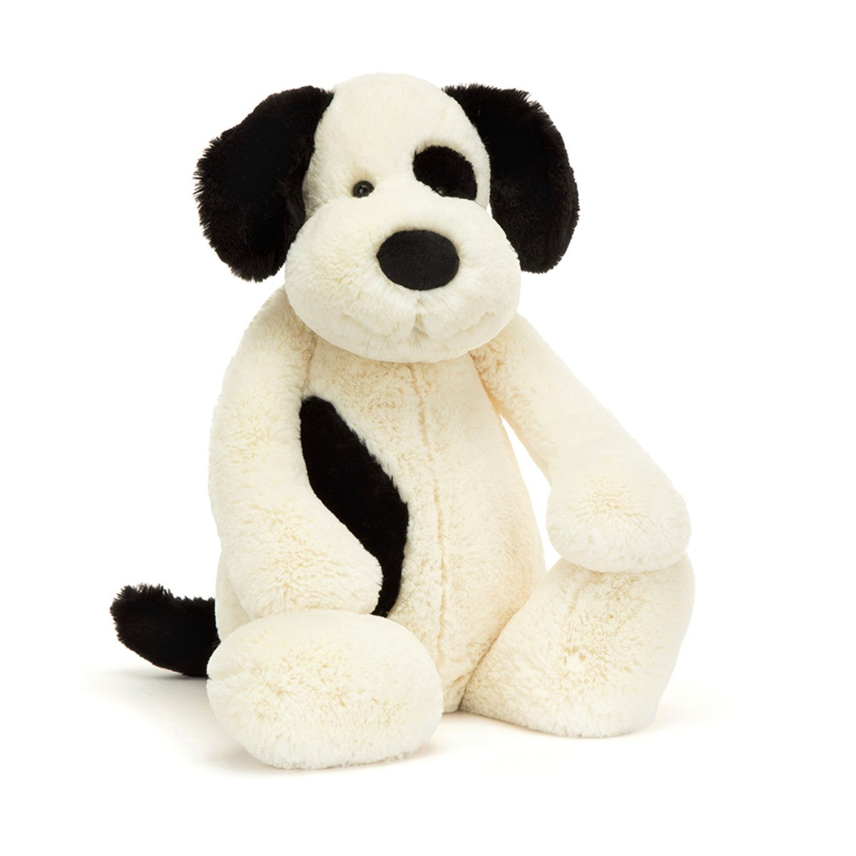 Jellycat bamse, Bashful hund, krem/svart, kjempestor - 51 cm.