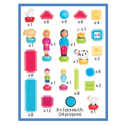 Bristle Blocks byggeklosser, 113 stk i koffert