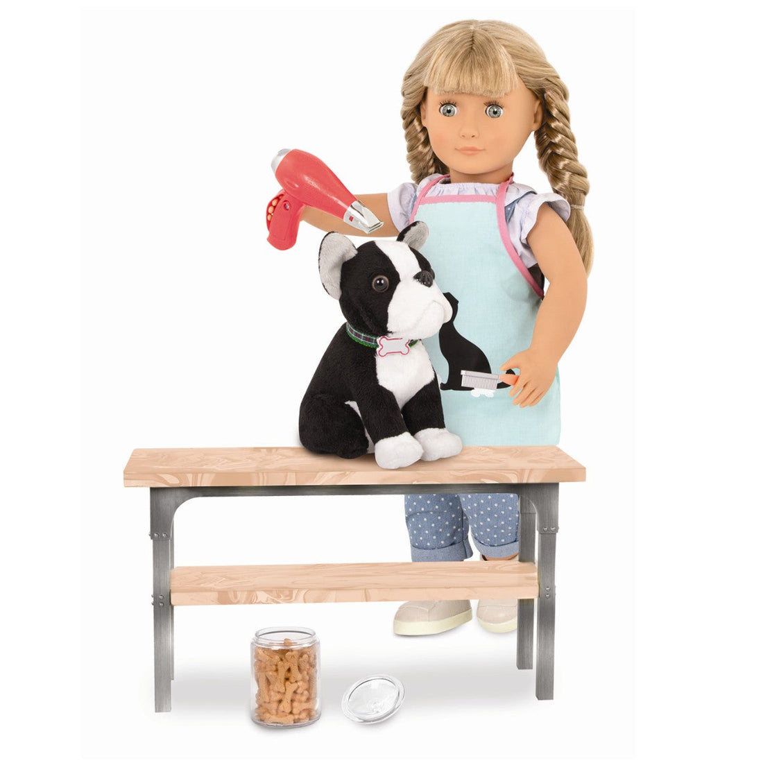 Our Generation dukketilbehør, Kjæledyrs pleiesett m. badekar