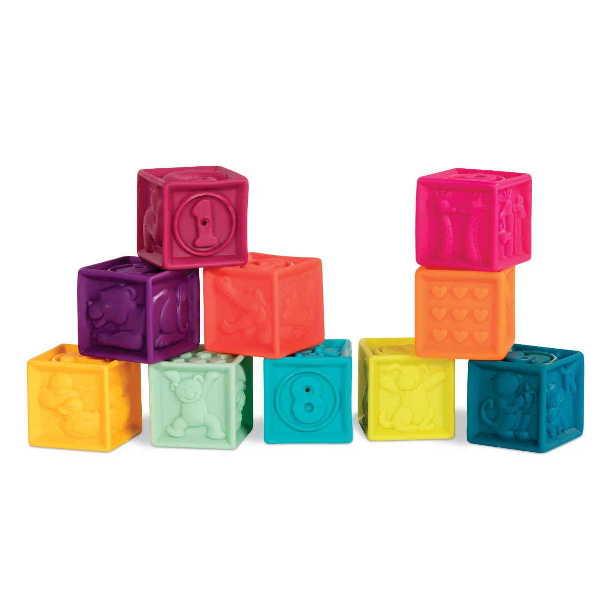 B Toys One Two Squeeze - bløde klodser, Mint