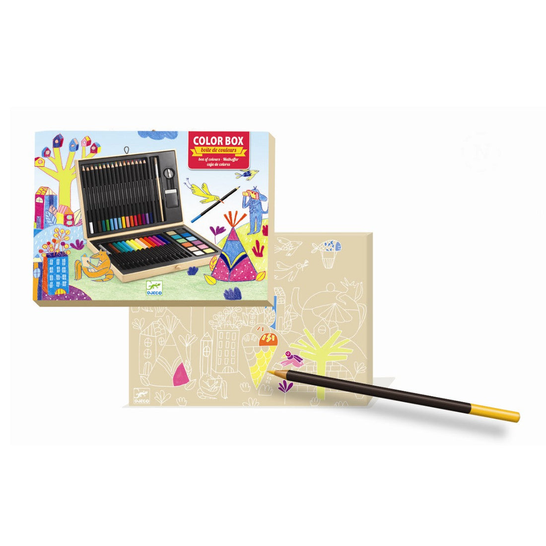 Djeco koffert m. tegneredskaper og farger, liten