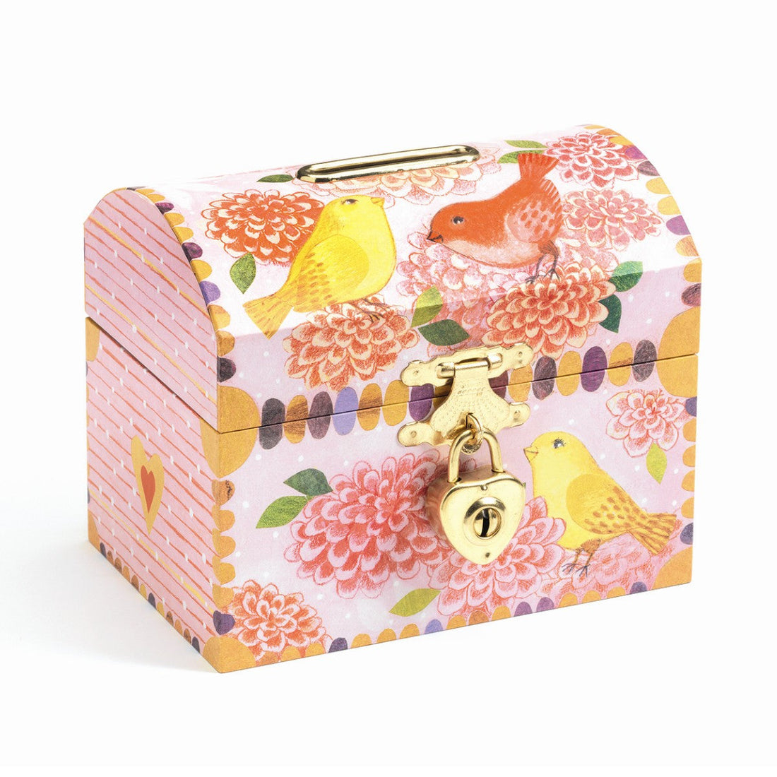 Djeco sparebøsse, Skattekiste med fugler og lås