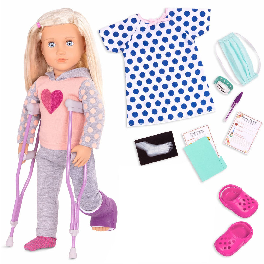 Our Generation dukke, Martha med krykker - 46 cm