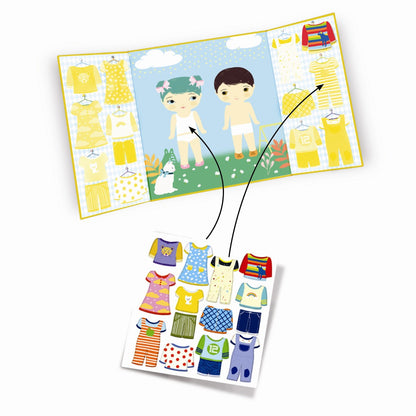 Djeco klistremerkebok, Klær