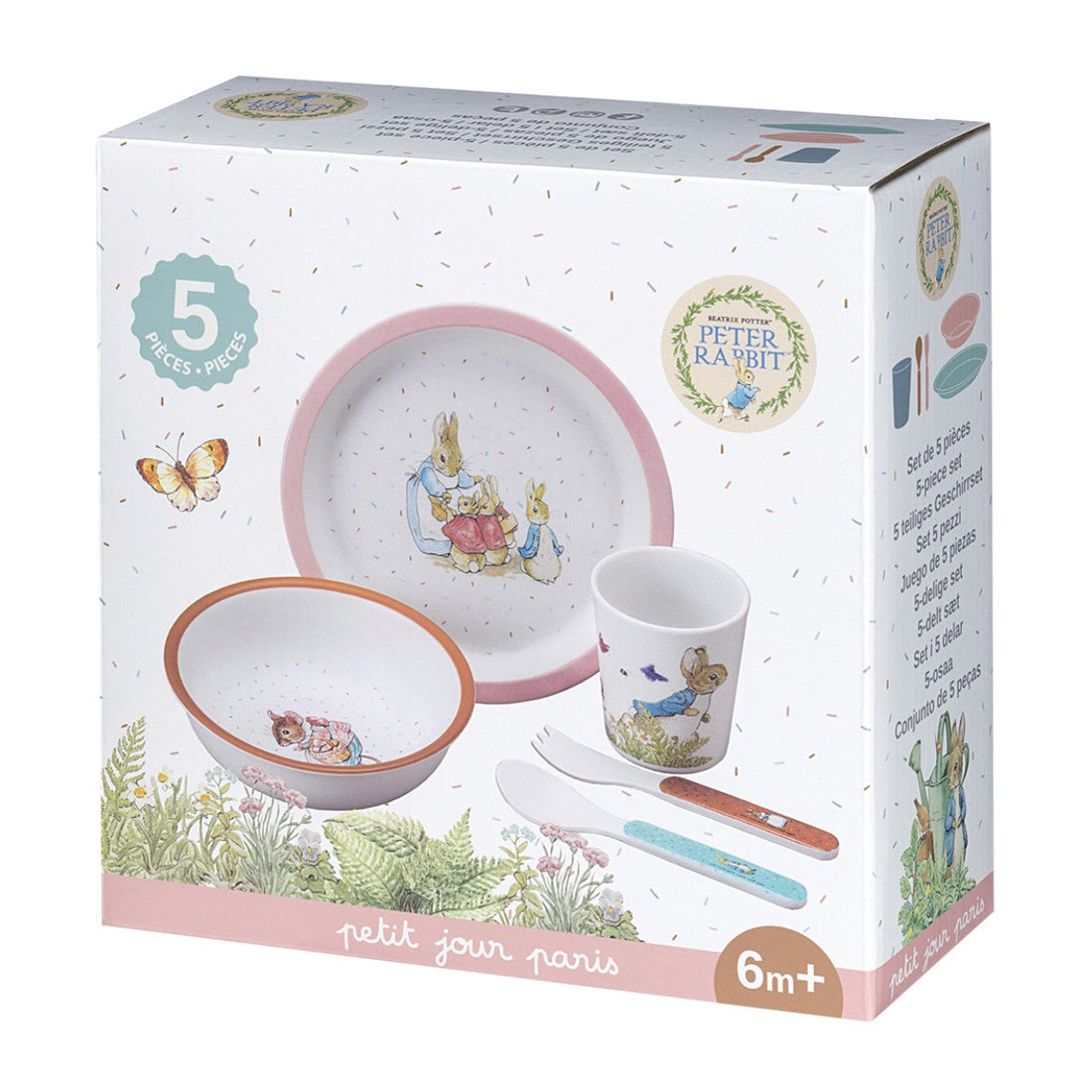 Petit Jour Paris, Petter Kanin barneservise i gaveeske m. 5 deler - Rød