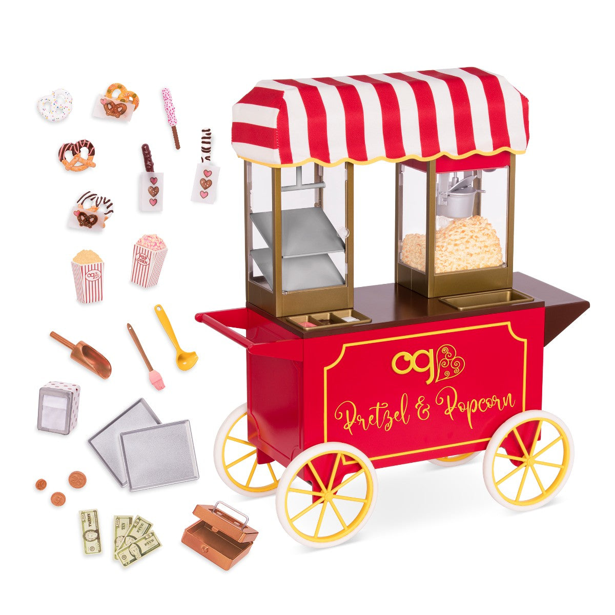 Our Generation dukketilbehør, Kringle- og popcornvogn