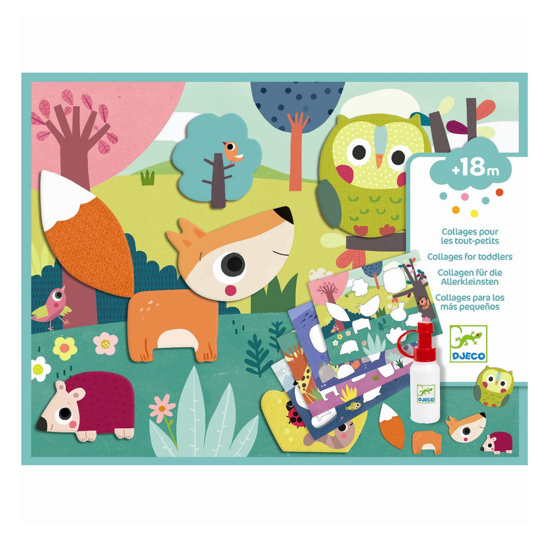 Djeco aktivitetssett - kreativ collage, dyr