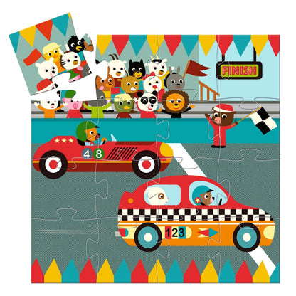 Djeco silhuettpuslespill, Racerbilen - 16 brikker