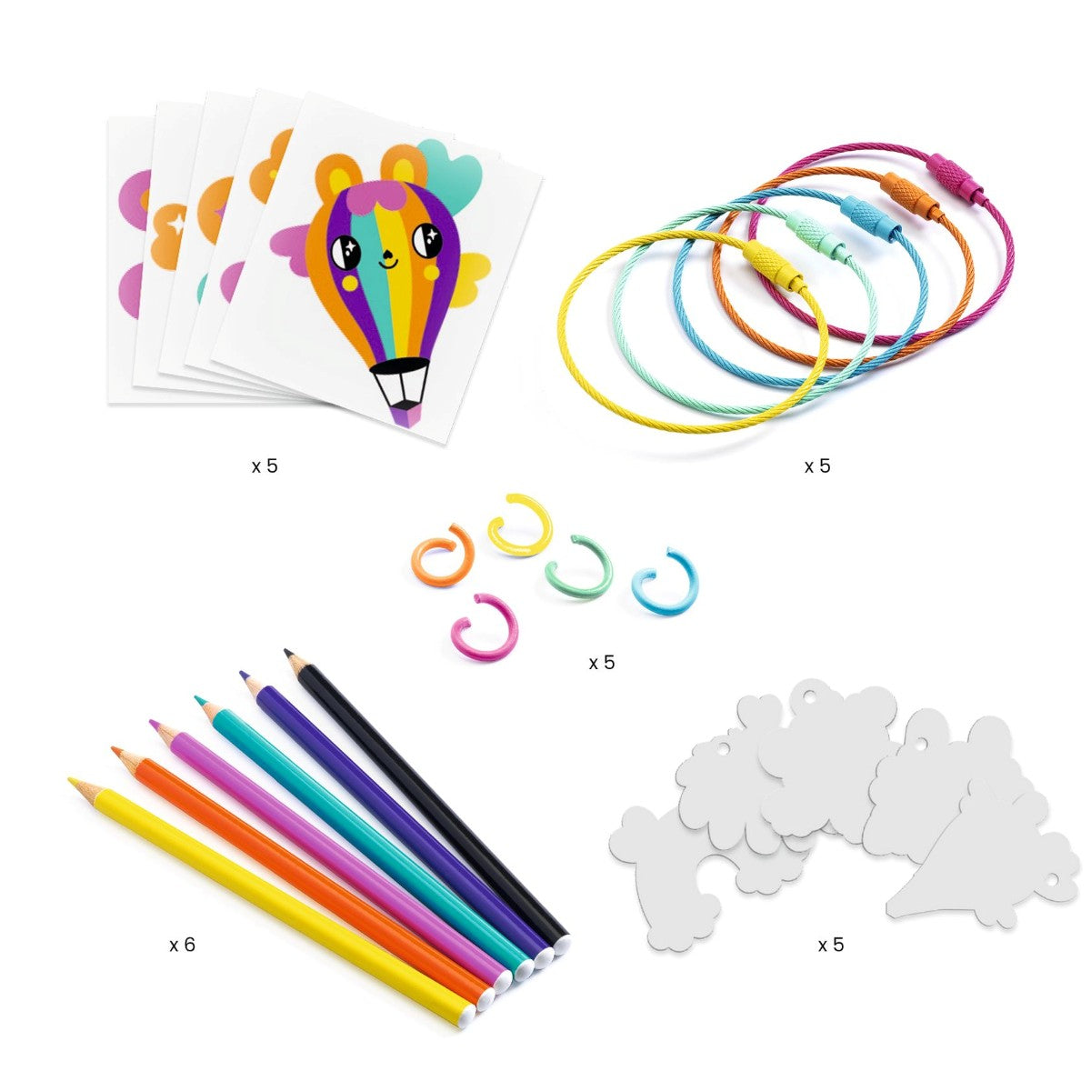 Djeco kreativ eske, Artistic plastic - Kawaii nøkkelringer i krympeplast