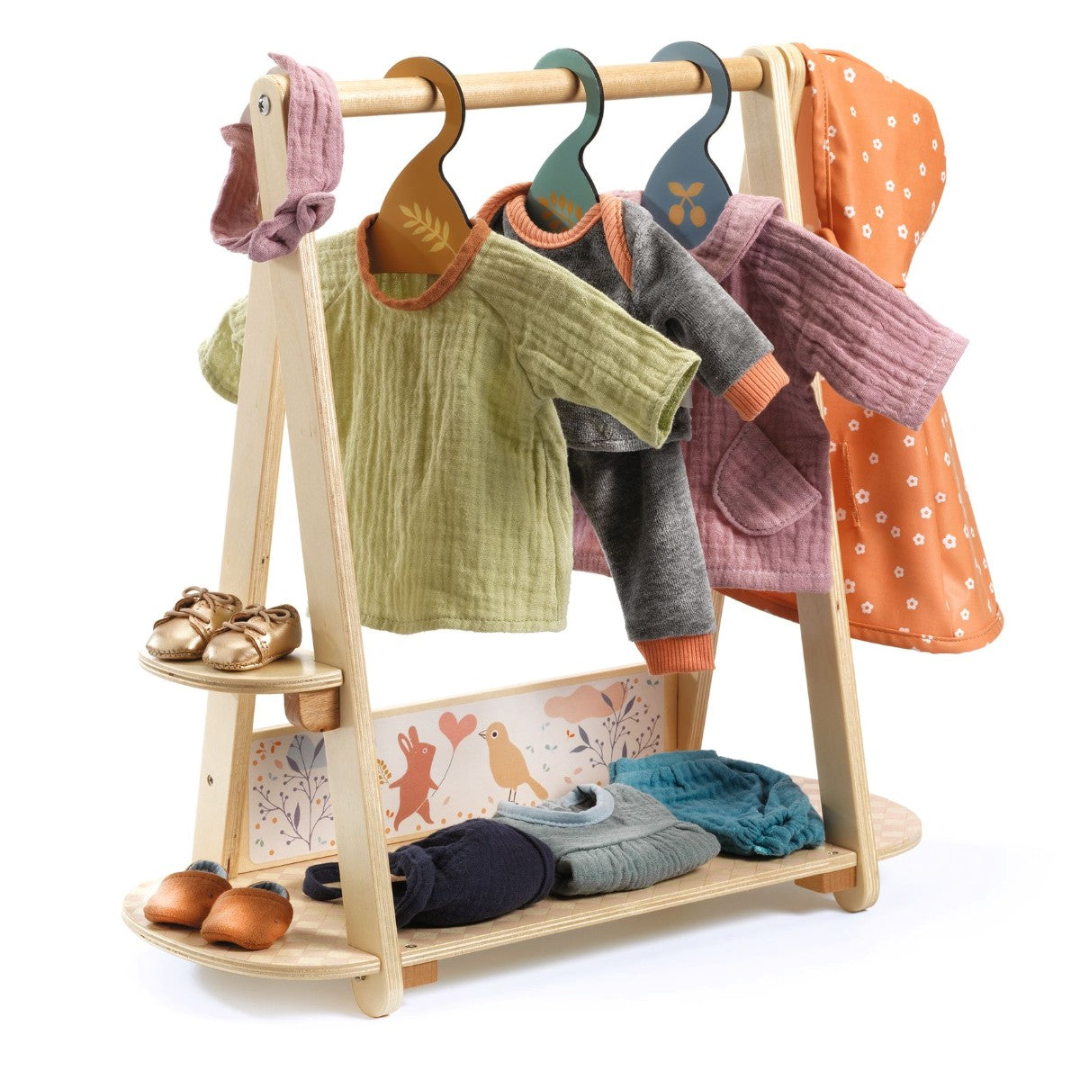 Djeco Pomea, Stor dukkegarderobe-stativ med kleshengere