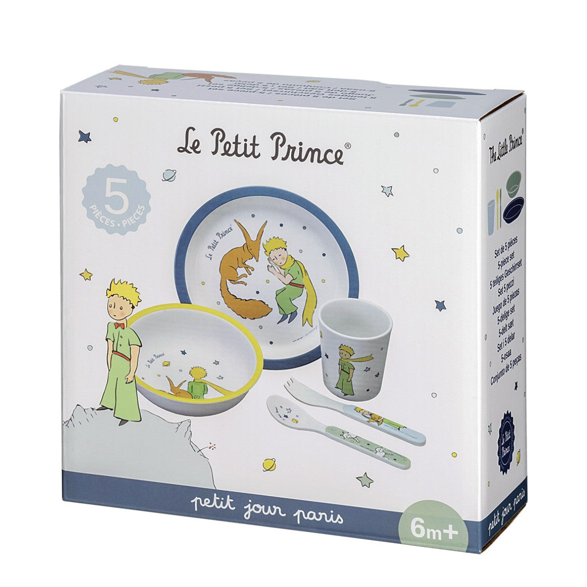 Petit Jour Paris barneservise i gaveeske med 5 deler, Den lille prins - Blå