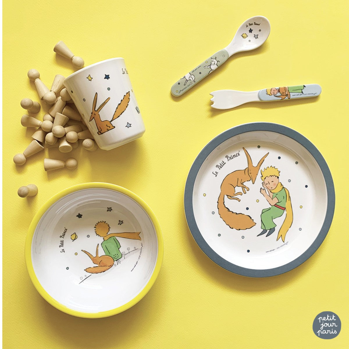 Petit Jour Paris barneservise i gaveeske med 5 deler, Den lille prins - Blå