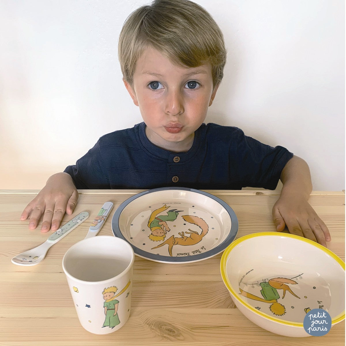 Petit Jour Paris barneservise i gaveeske med 5 deler, Den lille prins - Blå