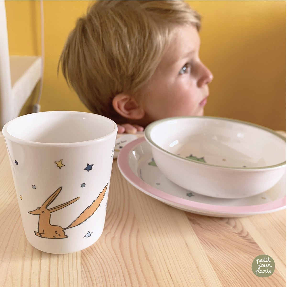 Petit Jour Paris barneservise i gaveeske med 5 deler, Den lille prins - Rosa