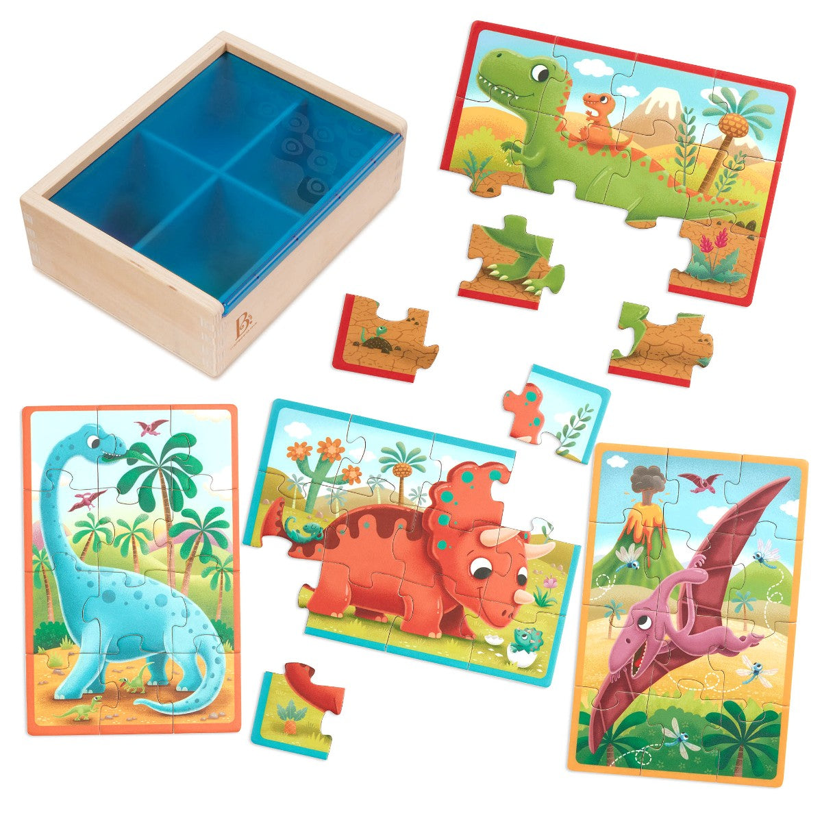 B Toys Puslespil, 4-i-ét - Dino