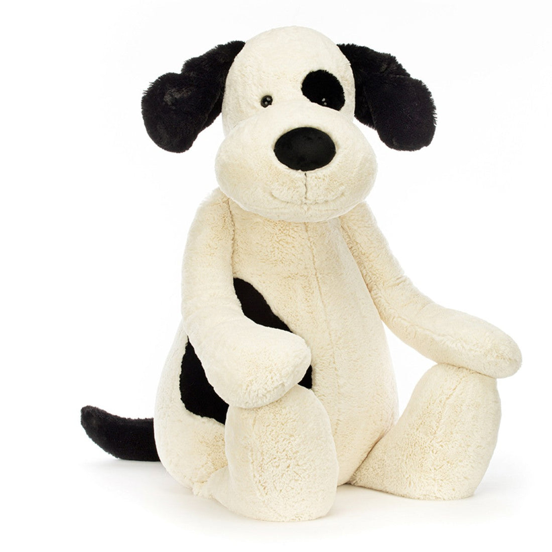 Jellycat bamse, Bashful hund, krem/svart, virkelig stor hund - 108 cm.