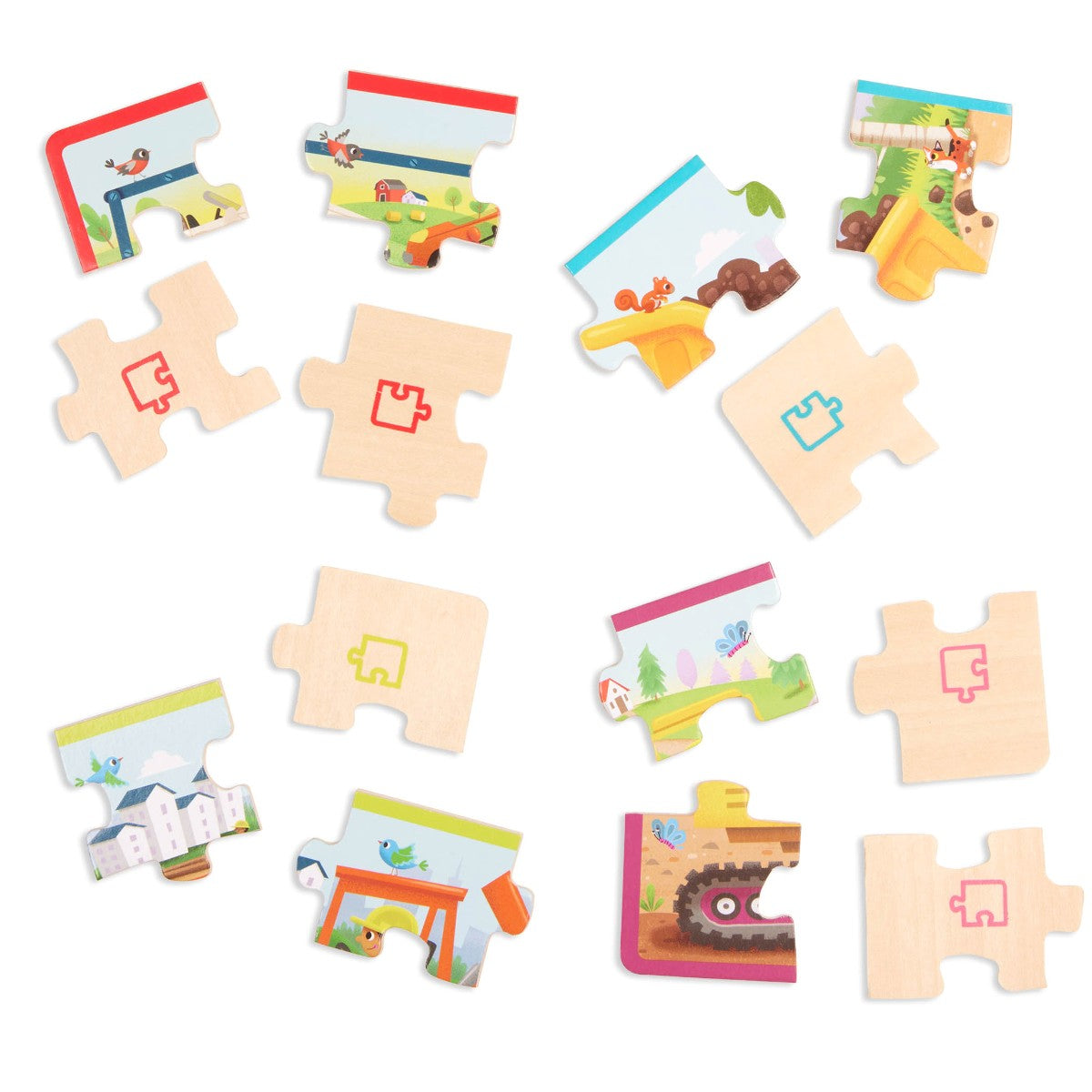 B Toys Puslespill, 4-i-1 - Arbeidskjøretøyer