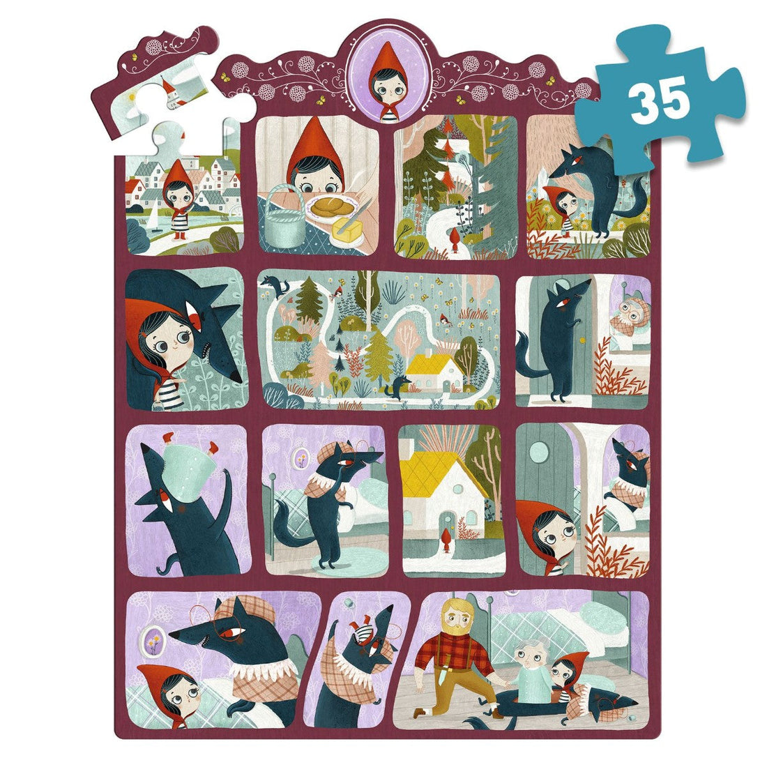 Djeco puslespill, Story puzzle, Rødhette - 35 brikker