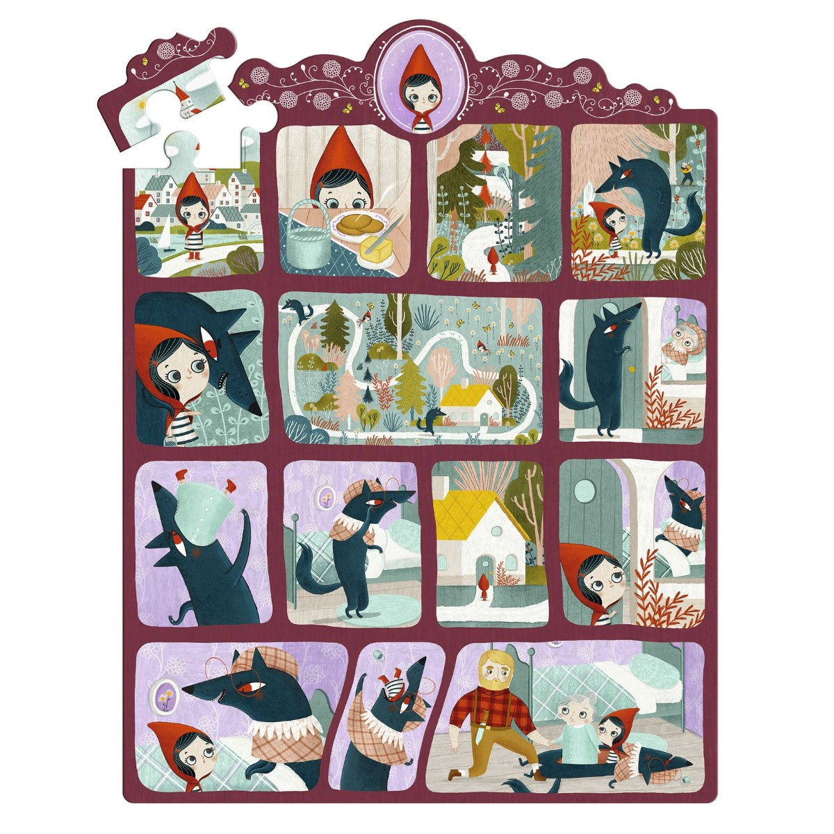 Djeco puslespill, Story puzzle, Rødhette - 35 brikker