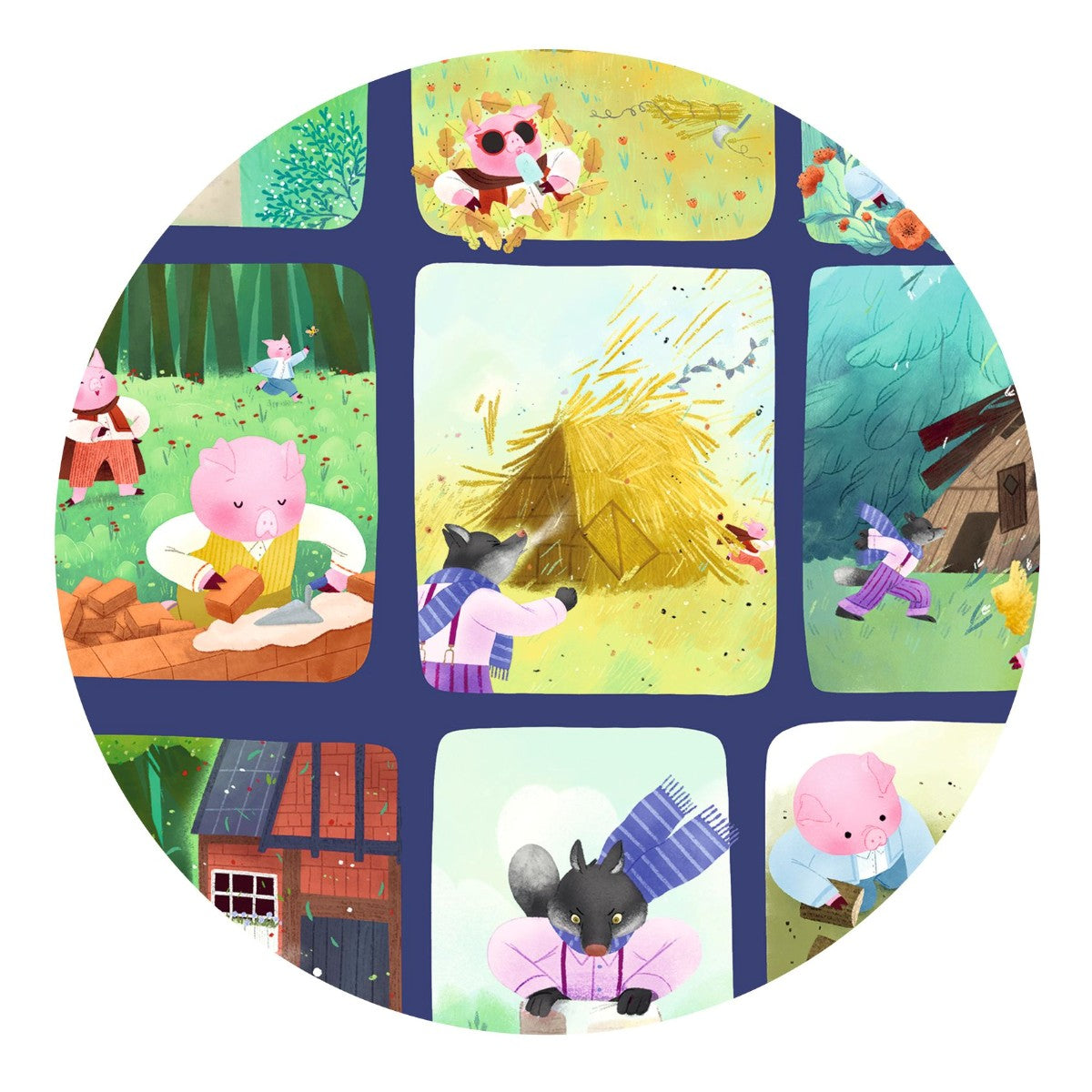 Djeco puslespill, Story puzzle, De tre små grisene - 35 brikker