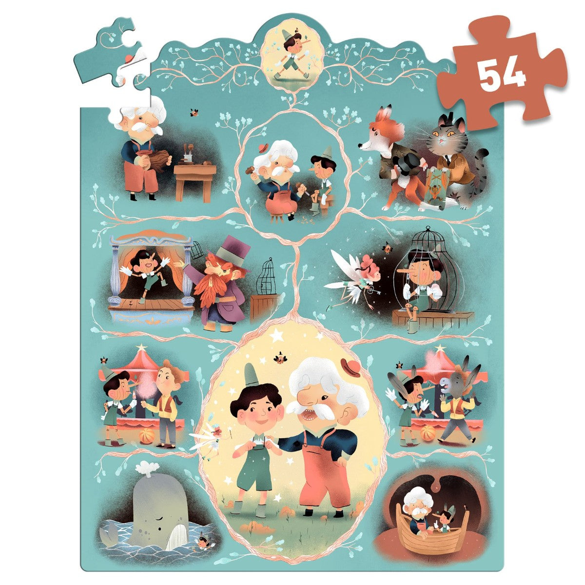 Djeco puslespill, Story puzzle, Pinocchio - 54 brikker